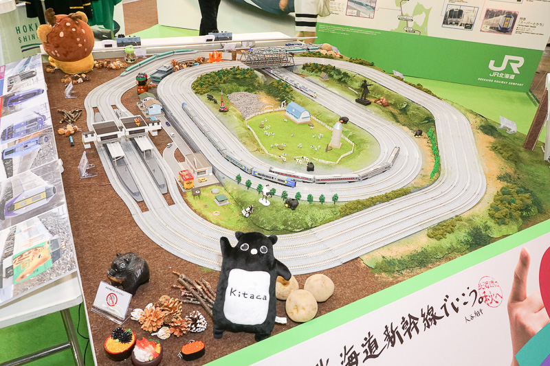 北海道の見どころが配置されたNゲージのレイアウト