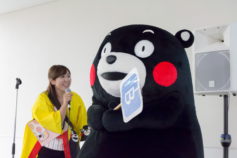 熊本のPR担当は私だとばかりにくまモンが登場してクイズ形式で受講者に熱烈PR