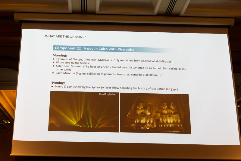 セミナーでは短期ステイ時に楽しめる観光スポットも紹介された。歴史建造物のほか、旧市街の宗教施設やバザール、現代博物館やオペラハウスなどがあることもアピール。リゾートやナイル川下りもあるので、長期滞在も楽しめるとのこと