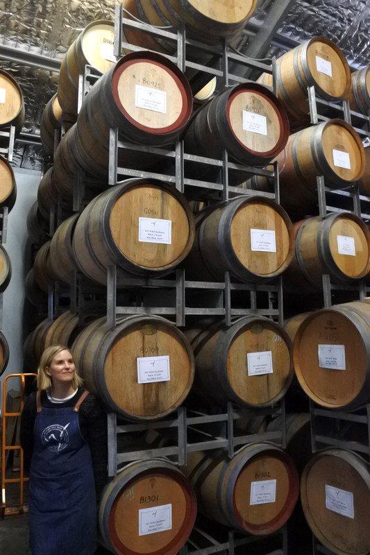 ワインの注文カウンターからは醸造所が見えるが、ツアーではその中を説明を聞きながら歩ける