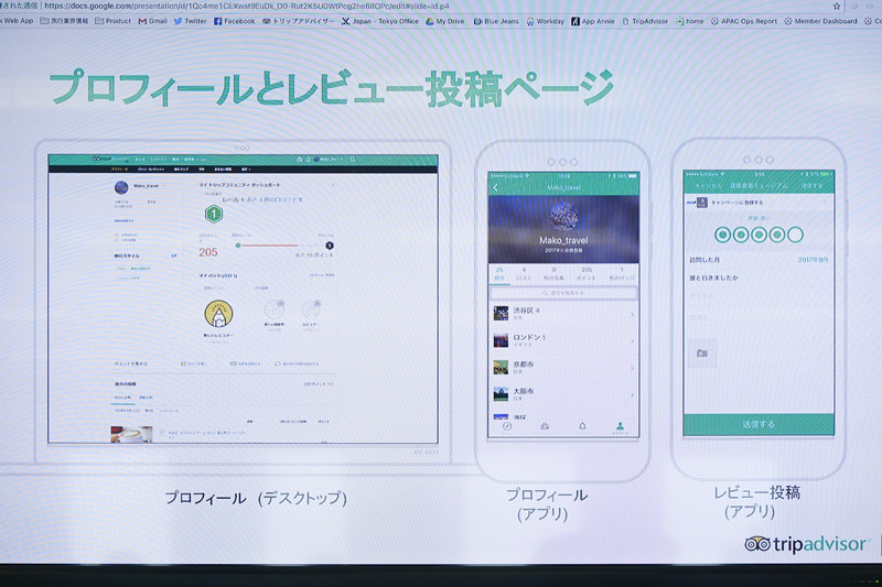 プロフィールとレビュー投稿ページ