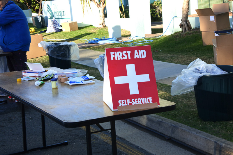 エイドステーションにはワセリンやアイシングの道具などが置かれていた