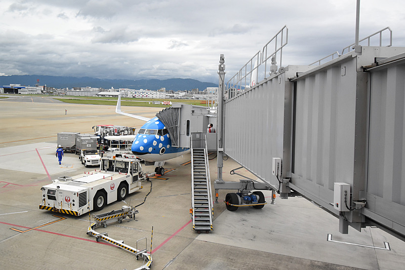 福岡空港に駐機する新ジンベエジェット