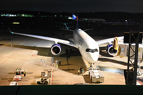 ◢7/11到着 Airbua350／DELTA航空巨大 48cm デルタ航空のエアバス A350初便が成田に到着。退役したジャンボを代替