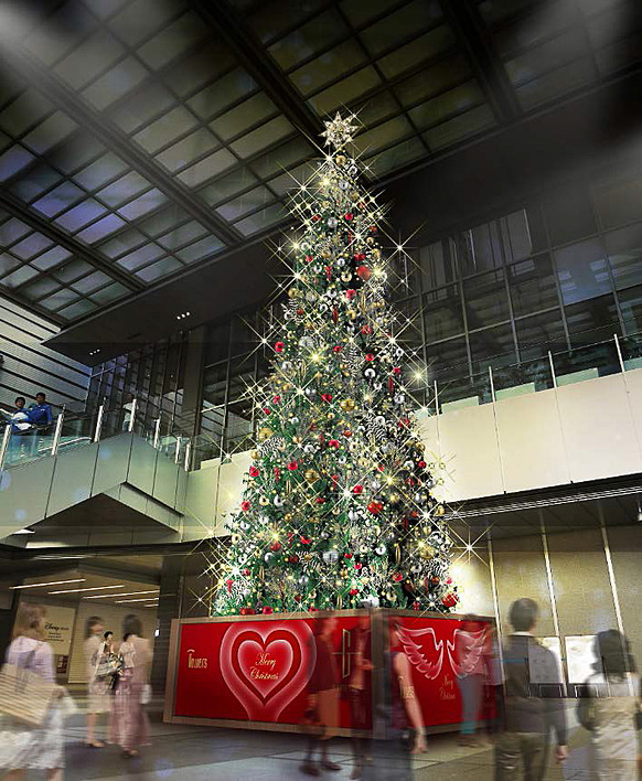 名古屋駅のJRゲートタワーエントランスにおいて、クリスマスイルミネーションの点灯式が11月8日18時20分から実施される。クリスマスツリーは約12mの高さがある（画像提供：JR東海）