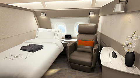 シンガポール航空、シート＋独立ベッドの個室型スイートなどA380型機の