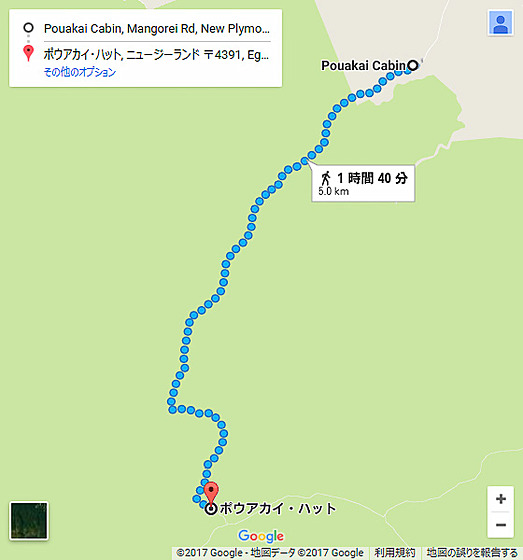 画像左はGoogle Mapsでルート検索してみた結果。画像中央はスマホのGPSでトラッキングしておいたものだが、ほぼ同じルートを示していることを確認できる。ちなみに画像右はGPSによる速度（上）と高度（下）の履歴。速度が落ちているのが徒歩移動を示しており、標高約500～1250mの間を歩いたことが分かる