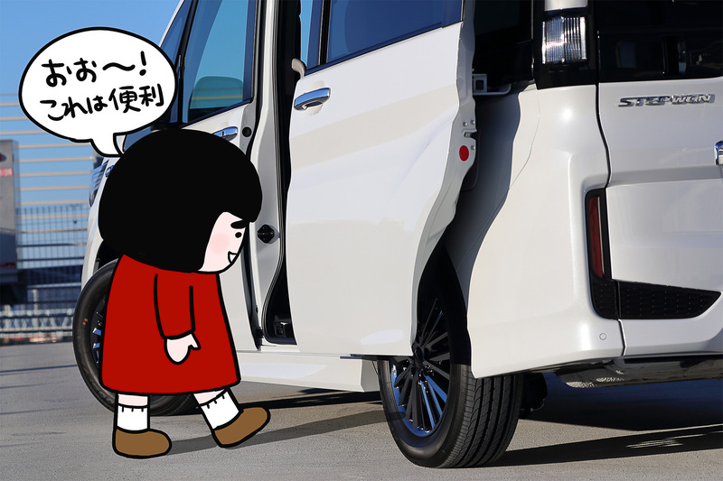 足をかざすだけでスライドドアを開閉できる「ハンズフリースライドドア」