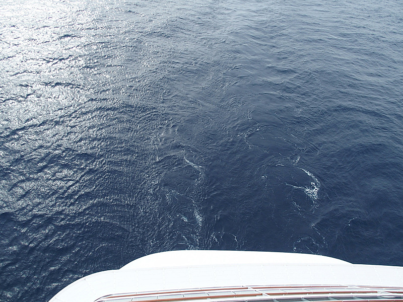 午後になってワールド ドリームは針路を東に変え、速度も4ノット（約7.4km/h）まで落としてゆるゆると航行した