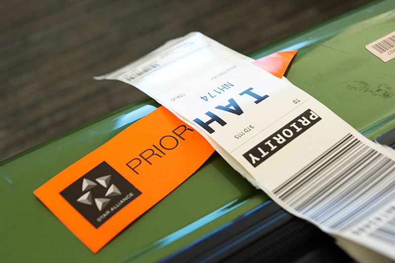 預け入れ荷物には優先取り扱いのタグが付けられる