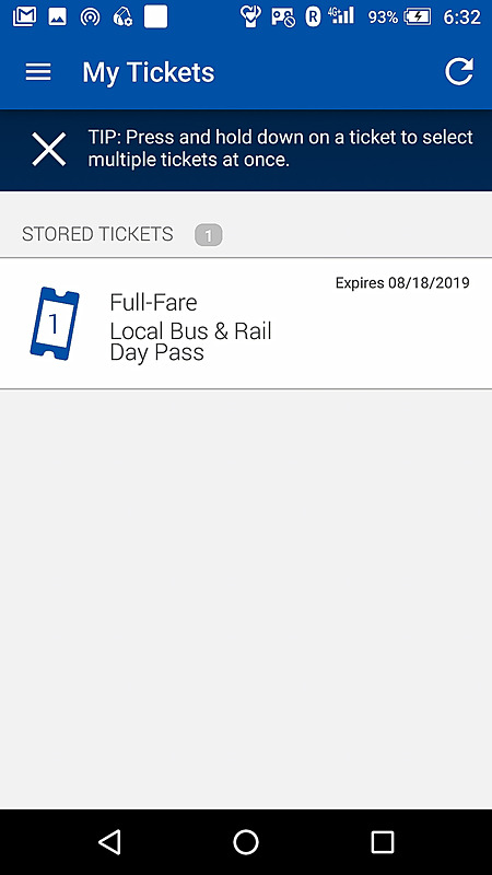 これは市街地（ローカルエリア）の1日乗車券。後述のパーク＆ライドのチケットなども購入できる