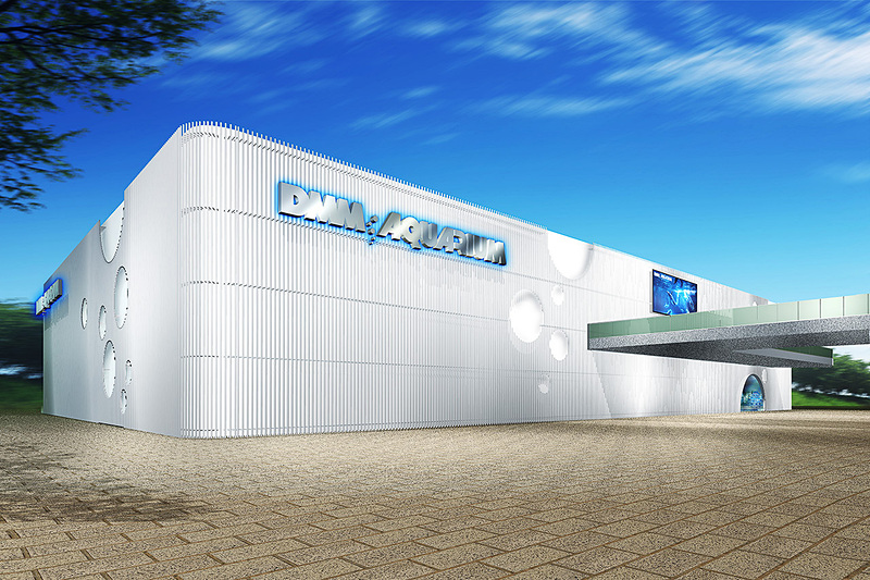 海洋生物と映像技術を組み合わせた展示を行なう