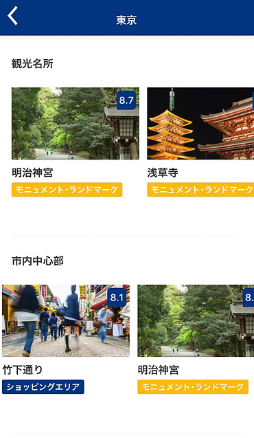 「観光名所」から「市内中心部」などを読むと立ち食いそばやスーパー銭湯などの紹介も