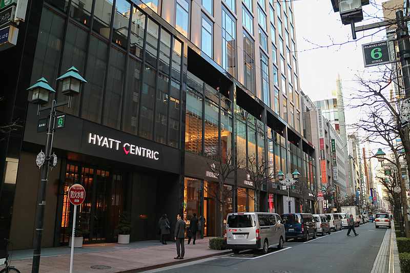 銀座・並木通りに面した「ハイアット セントリック 銀座 東京」の入口