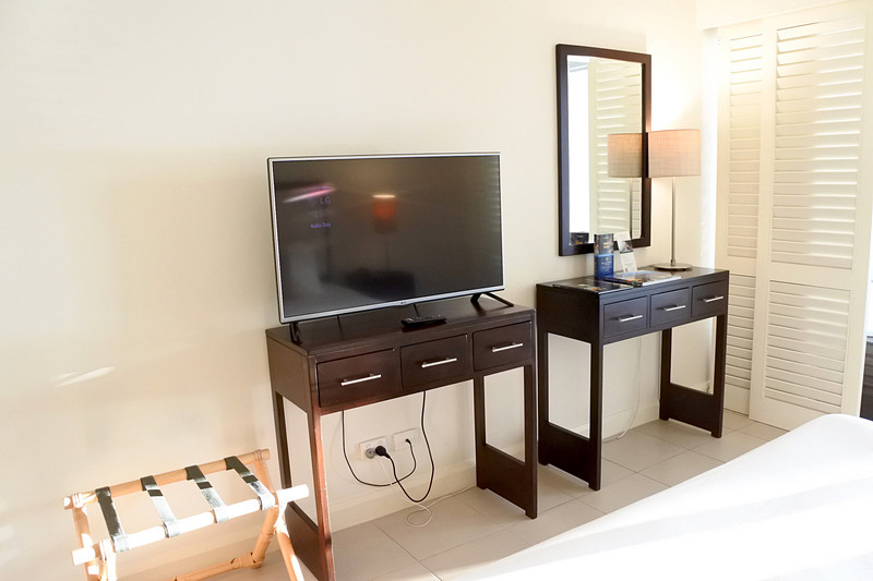 木製家具に薄型液晶テレビなどシンプルで必要最低限な構成