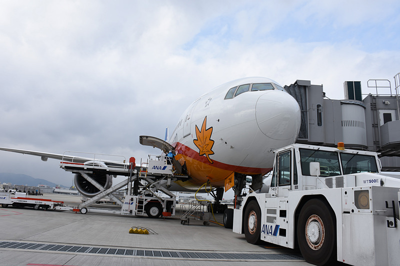福岡空港で出発を待つHELLO 2020 JET