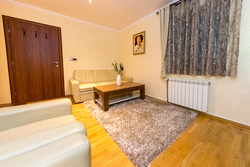 ベッドルームとリビングルームに分かれたスタジオ・アパートメントの客室