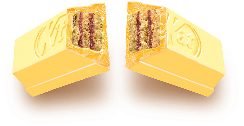 外側のチョコレートは饅頭風の薄い茶褐色、中のウエハースには小倉パウダー入りクリームをサンドしている