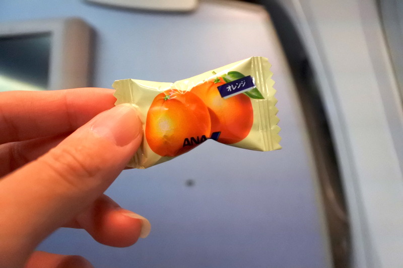 着陸前にキャンディーのプレゼントも