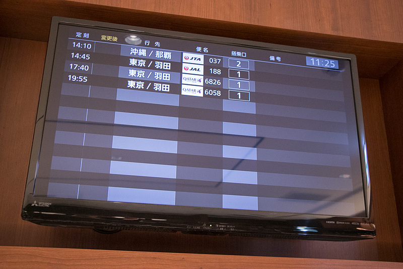 出発案内のディスプレイ