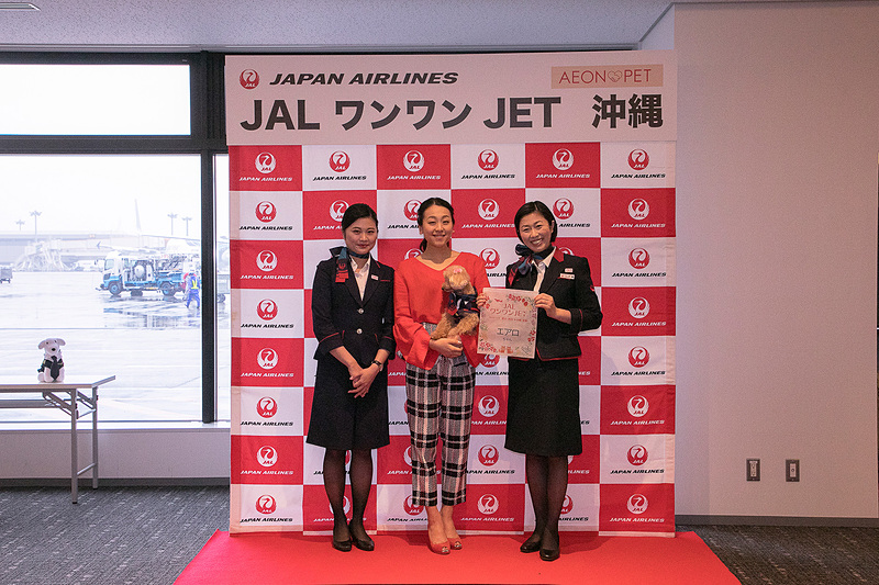 JALとジャルパックは、「JALチャーター便で行く ワンちゃんとの旅 ワンワンJET沖縄 4日間」を実施。成田空港には浅田真央さんがお見送りに現われた