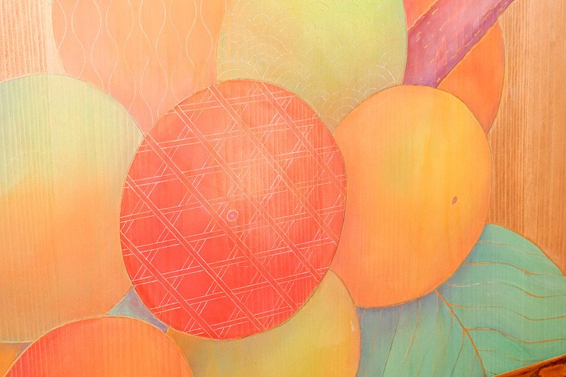 伝統模様が5種隠されている。フレームは別アート制作時に外したふすま枠を再利用している