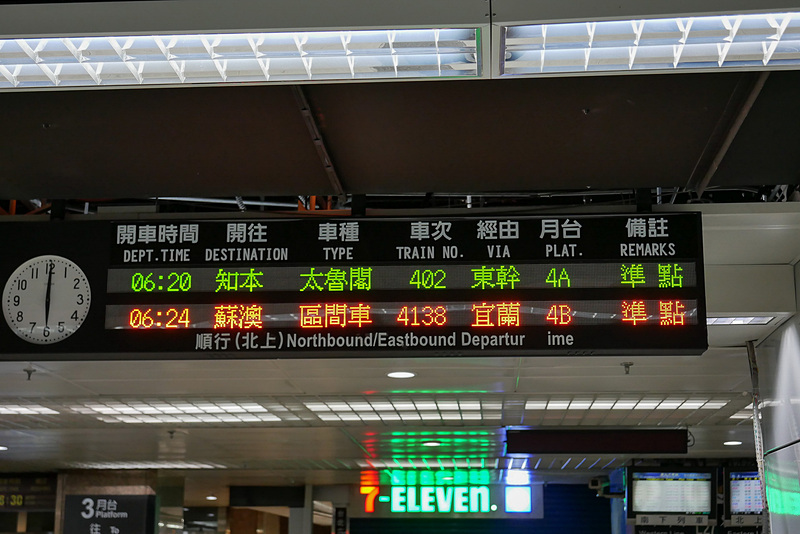 改札を抜けてホームへ。乗るのは6時20分発の太魯閣列車