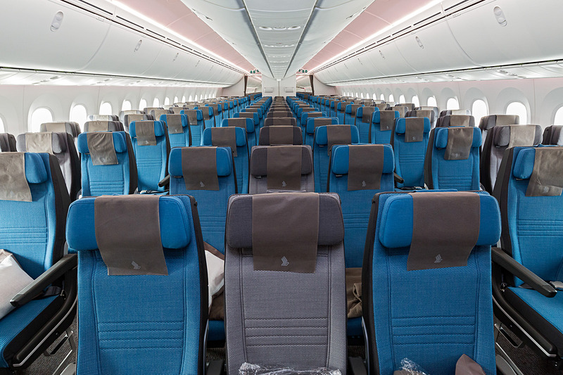 シンガポール航空の787-10型機のエコノミークラス