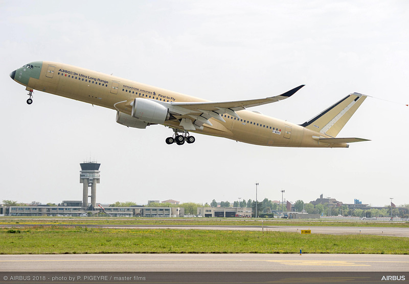 エアバスがA350-900ULR（超長距離型）の初飛行実施。2018年下半期にシンガポール航空がシンガポール～米ニューヨーク線へ導入する（C）AIRBUS
