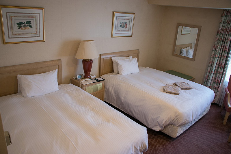 ツインルームの広さは27～30m<sup>2</sup>。140cm幅のベッドが2台用意されている