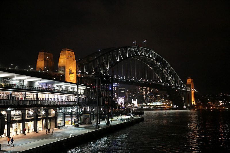 サーキュラー・キーの国際旅客ターミナルに到着。昼間にいた大型客船は出港しており、美しい景色も独り占め
