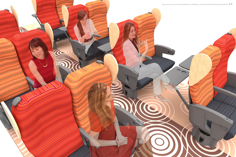 フルフラットシート、2列＋2列シートを配置。女性更衣室や女性専用トイレも設置する（2号車）