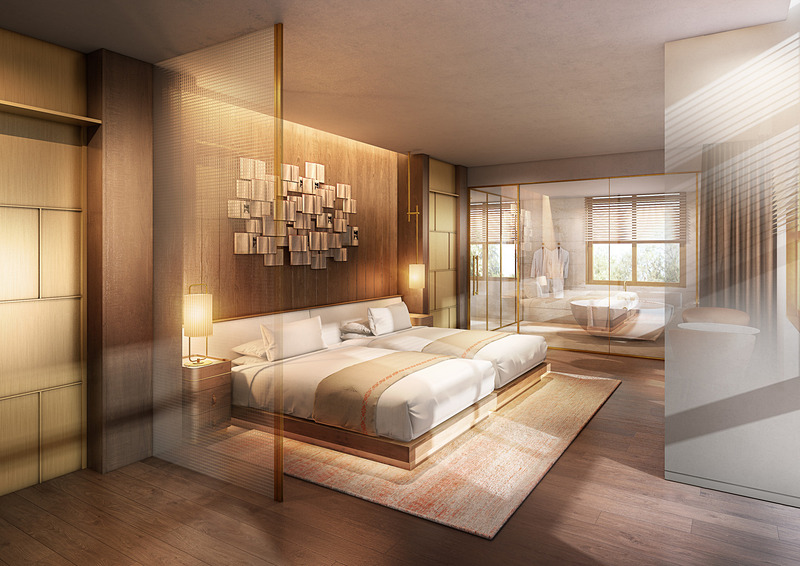 エフ・ジェイ ホテルズはハイアット リージェンシー福岡を2019年5月に閉店、リブランドオープンする。画像は新しい客室のイメージ