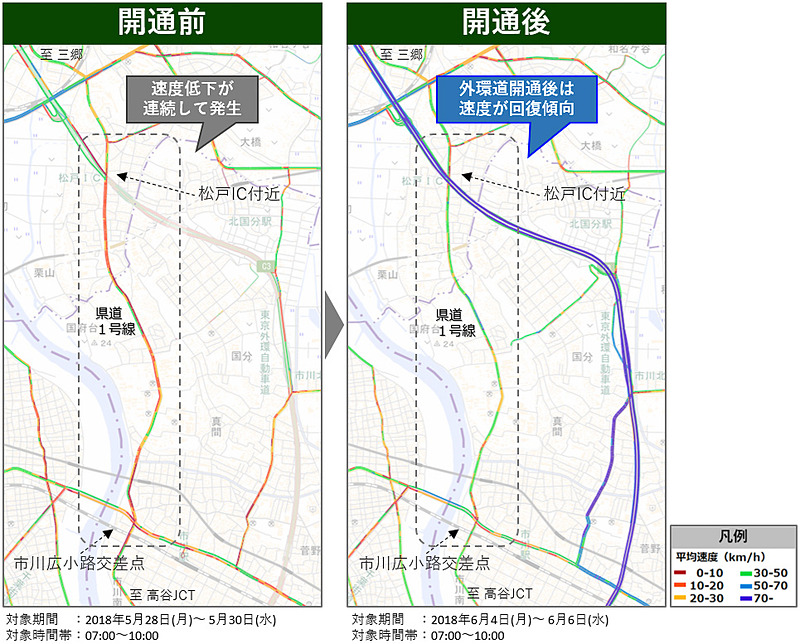 ナビタイムによる外環道千葉区間開通後の「狭域」分析