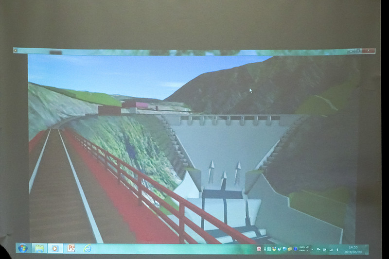 国土交通省 九州地方整備局 立野ダム工事事務所 工務課長 田脇康信氏のプレゼンでは、立野ダム工事中、完成後のイメージを3D CGで紹介