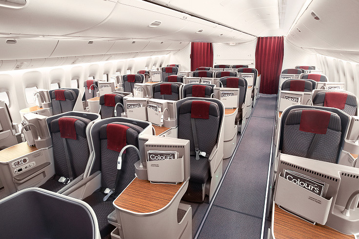 全38席あるビジネスクラスのシートは、互い違いに配置することでどの席からも直接通路に出ることができる「スタッガートシート配列」を採用