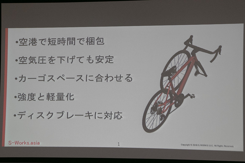 SBCONでは、空港で短時間で梱包できること、タイヤの空気圧を下げても自転車が安定して収納できること、航空機の貨物スペースに合うケースであること、強度を高めつつ軽量であること、ディスクブレーキの自転車も収納できることなどの課題を解決している