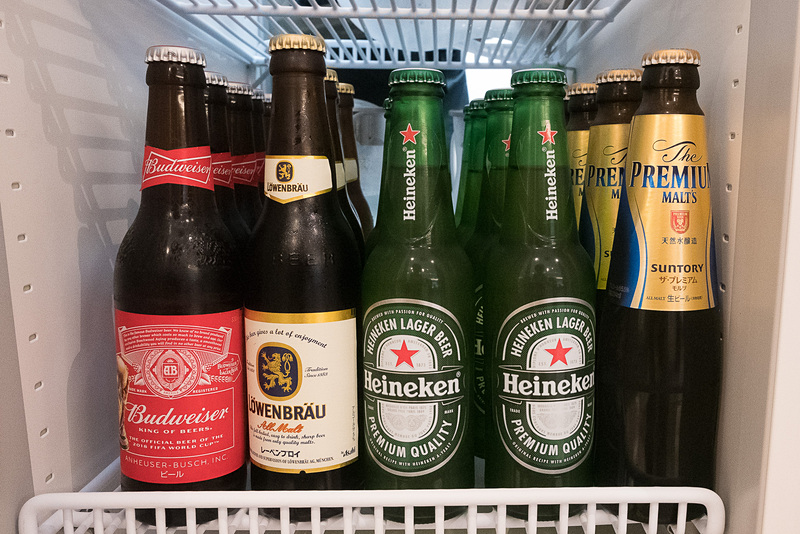 アルコールにはこだわっていると説明があったとおり、先述の生ビールサーバーに加えて、日本酒、ウィスキー、ワイン、ビールとラインアップが豊富