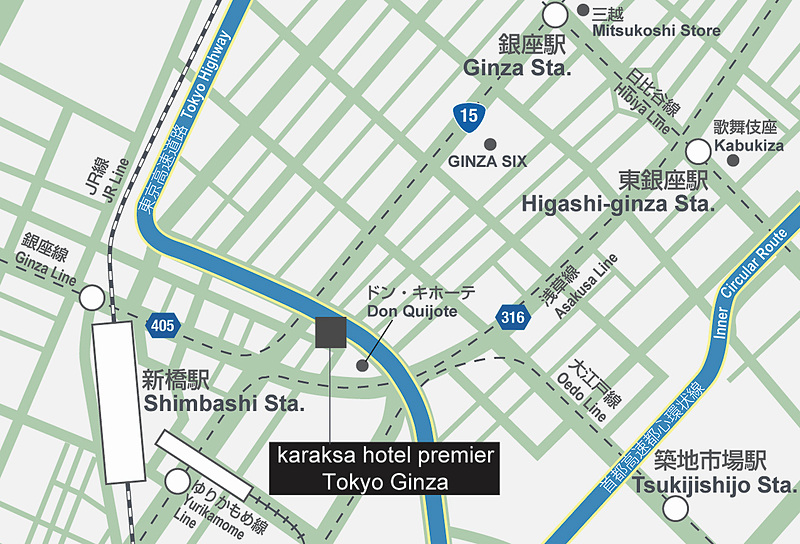 「からくさホテルプレミア東京銀座」の位置図