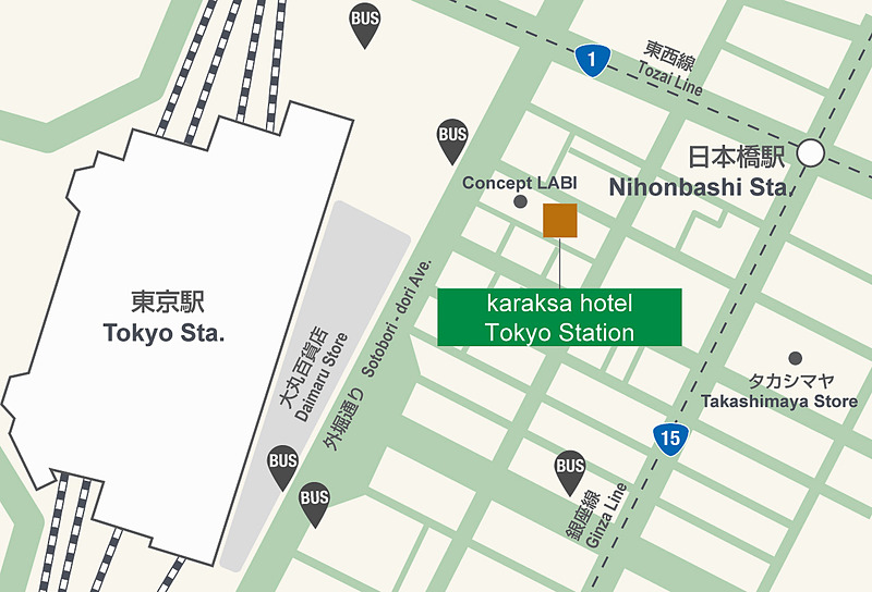「からくさホテル東京ステーション」の位置図