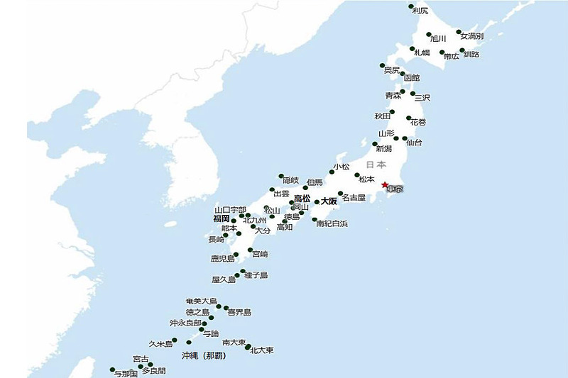 JALグループと中国東方航空の就航地