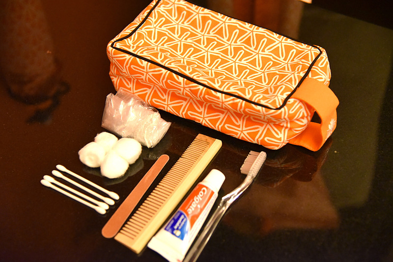 ポーチの中には歯ブラシキットや綿棒、クシにパフなどが入っている