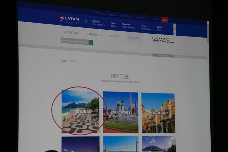 ラタム航空のWebサイトで「Vamos LATAM」のメニューをクリックすると、南米の観光、グルメ、ショッピングなどさまざまな情報を見ることができる