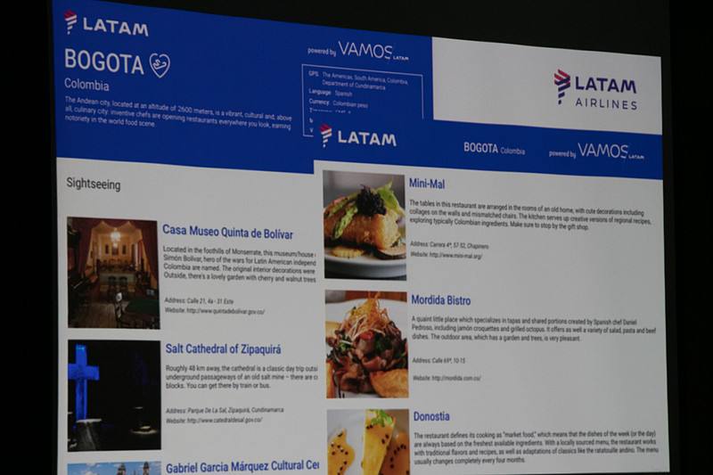 ラタム航空のWebサイトで「Vamos LATAM」のメニューをクリックすると、南米の観光、グルメ、ショッピングなどさまざまな情報を見ることができる