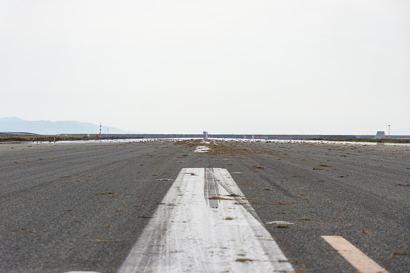 周囲の芝生やゴミが、滑走路上や航空灯火設備に散乱