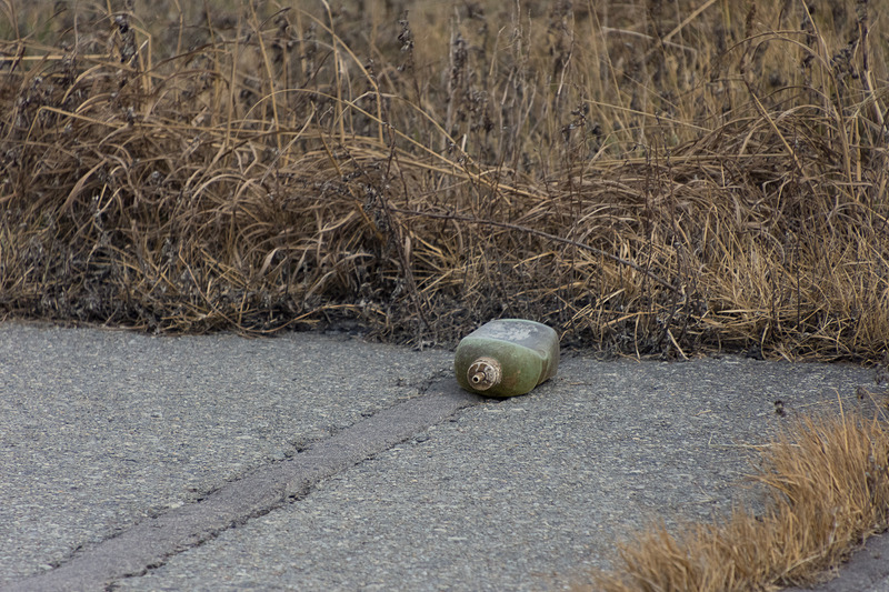 周囲の芝生やゴミが、滑走路上や航空灯火設備に散乱