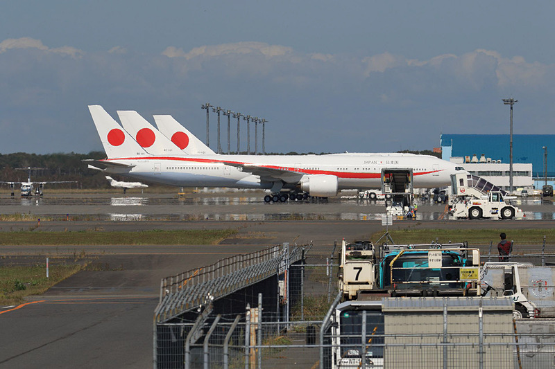 新旧の政府専用機が3機並ぶ姿も見ることができた