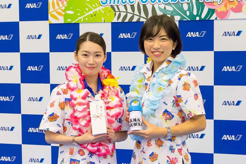 就航20周年記念として、出発前に乗客全員に冷感タオルが配られた