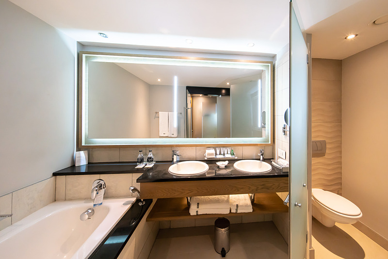 デラックス・ルームのシャワールームとトイレ