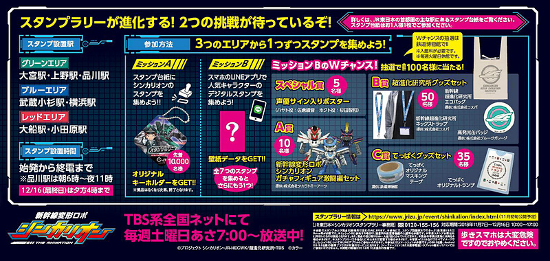 「JR東日本×シンカリオン スタンプラリー」はスタンプ台紙にスタンプを押印する従来のスタンプラリー「ミッションA」と、「LINE Beacon」を使ったデジタルスタンプラリー「ミッションB」の2種類